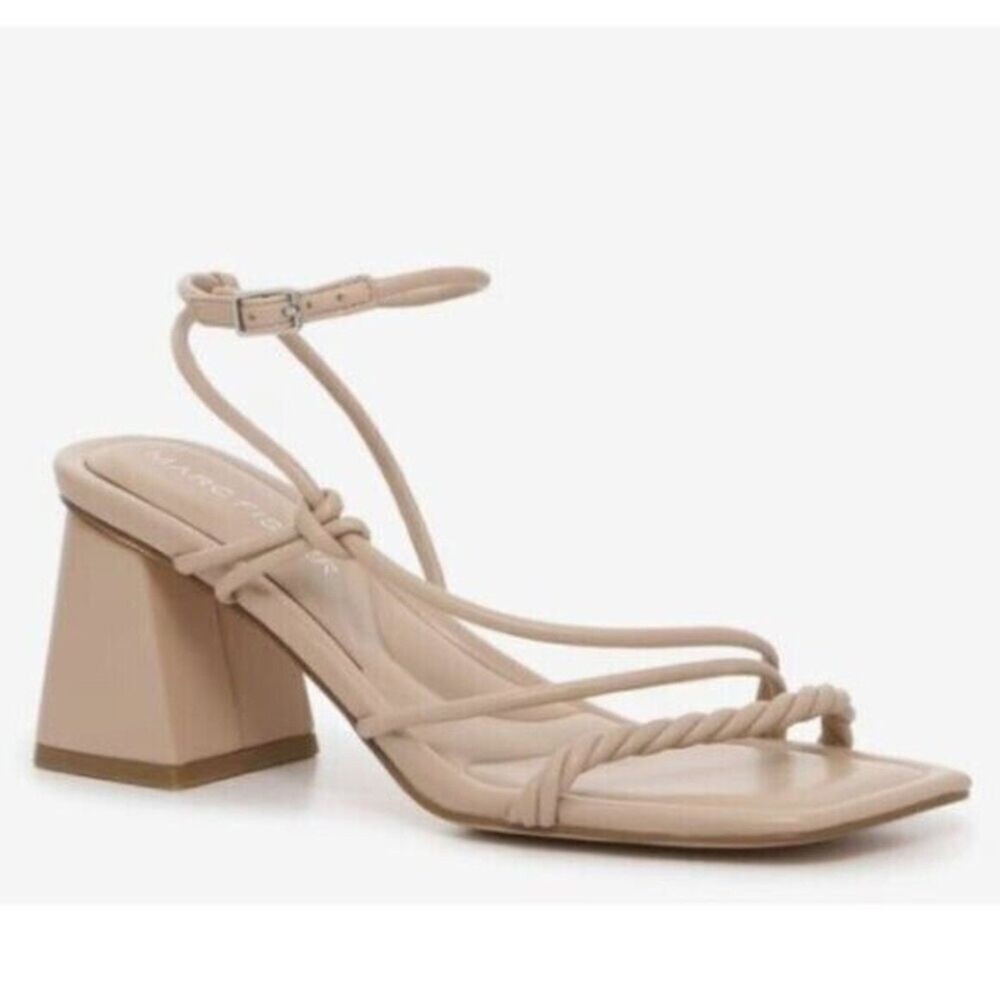 Marc Fisher Nude Strappy Chunky Heel Sandals Size 10