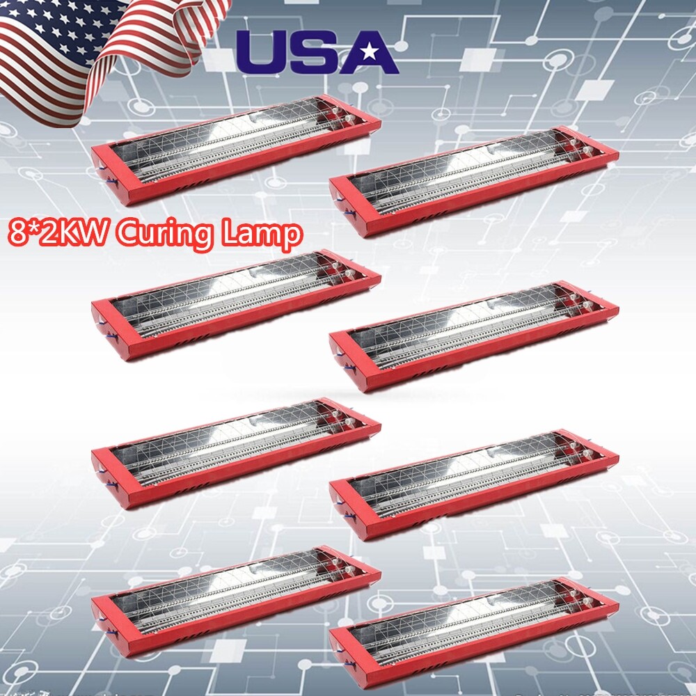 8*2KW Infrared Paint Heating Lamp Heater for Spray Baking Room Halogen 110V USA