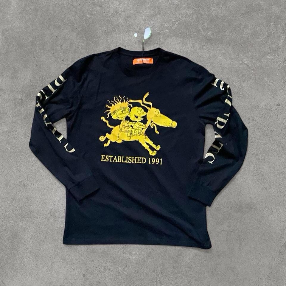 Nickelodeon Rugrats Long Sleeve T-Shirt Black Gold Chuckie Tommy Spike XL