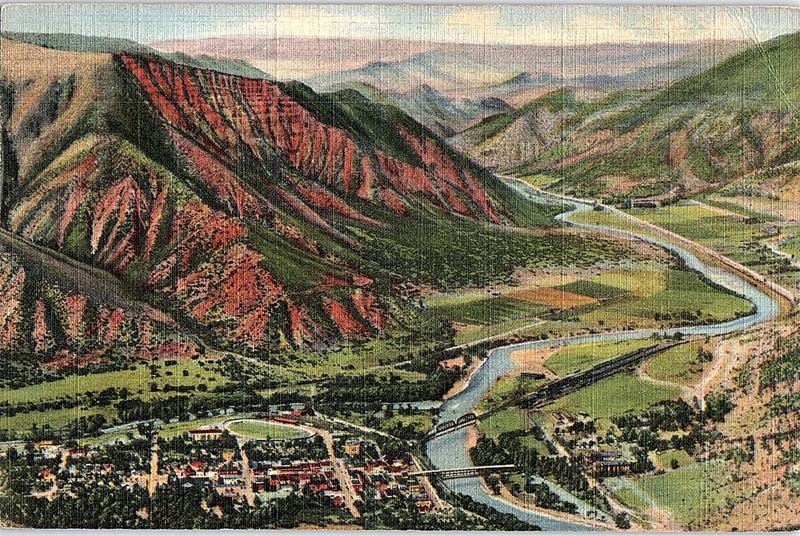 Postcard PANORAMIC SCENE Glenwood Springs Colorado CO m/09 AJ4849