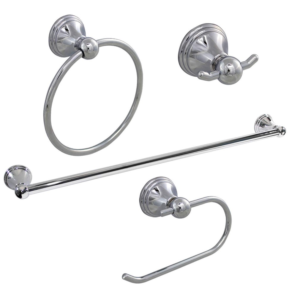 Formosa Design Hardware Classic 4-Piece Bathroom Accessories Set (Polished Ch...