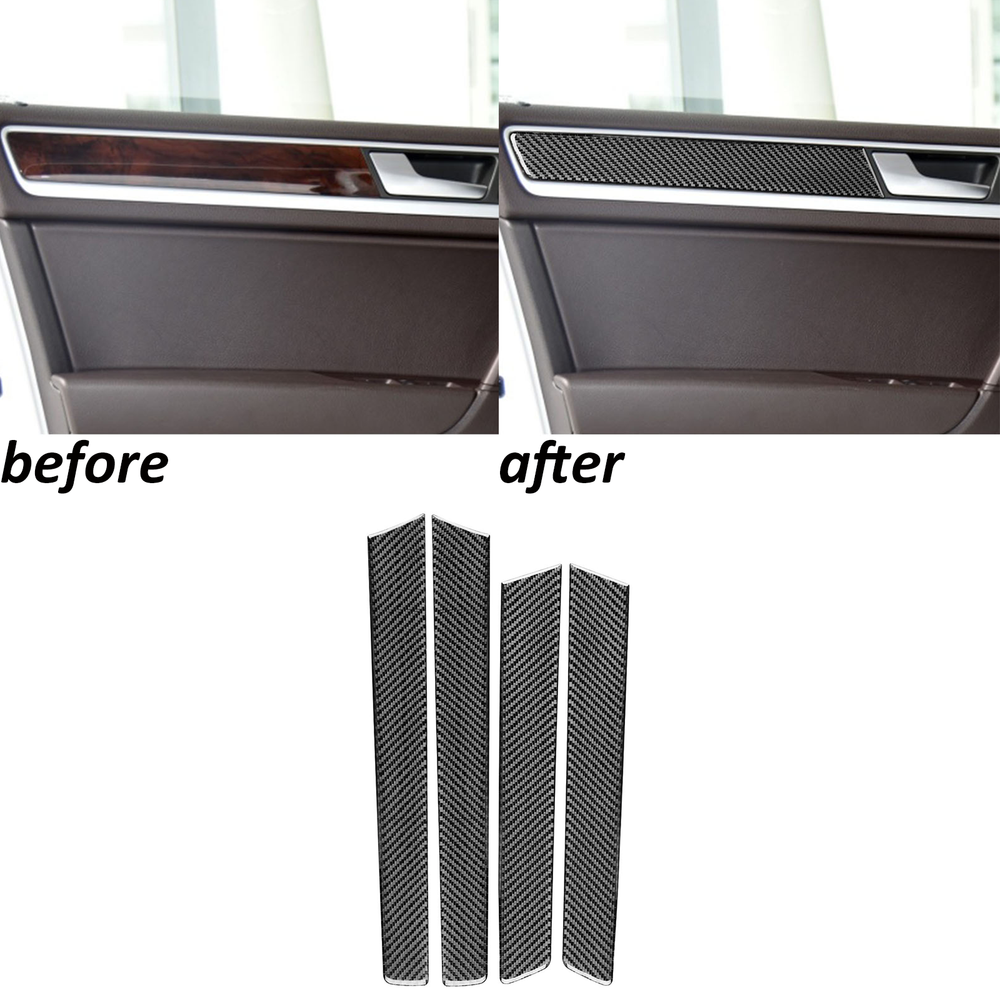 Real Carbon Fiber Interior Door Panel Cover Trim For Volkswagen Touareg 2011-18
