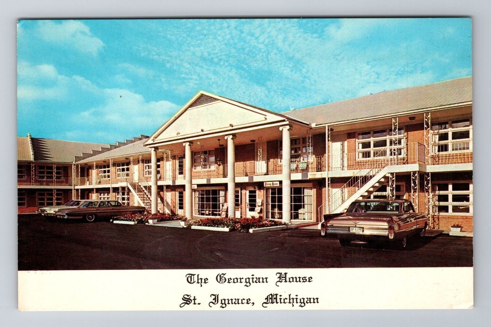 St Ignace MI-Michigan, The Georgian House, Antique, Vintage Souvenir Postcard
