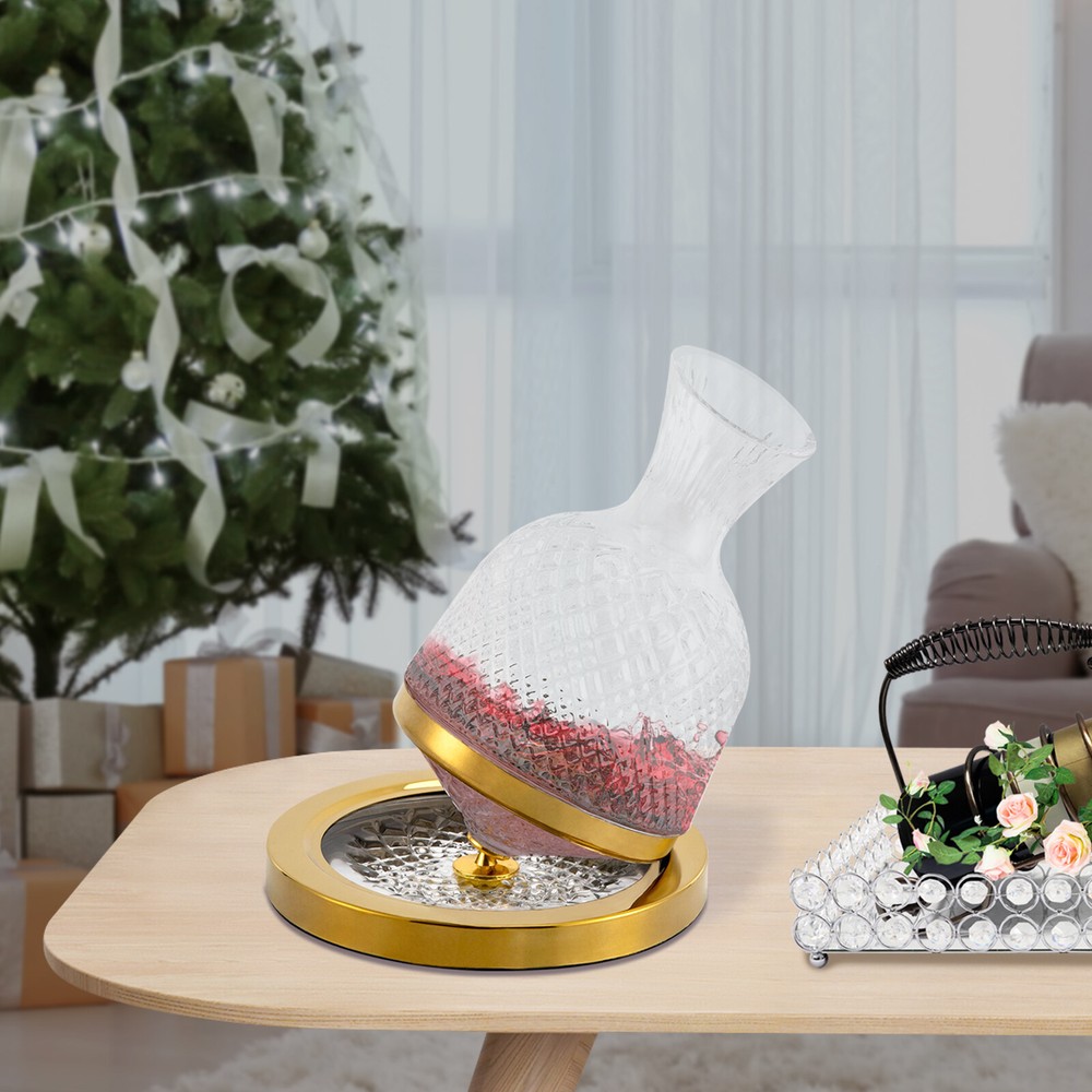 Red Wine Decanter Set 360 Rotation Thickened Bottle Body+Stainless Steel Base