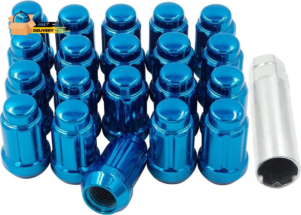 Set of 20 12X1.5 Lug Nuts Blue 1.38