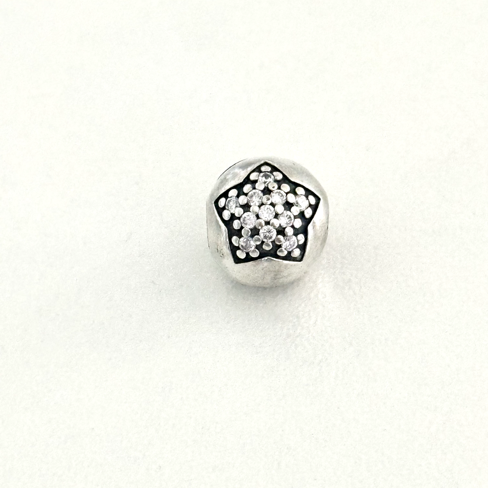 Pandora 925 Sterling Silver Clear CZ You’re A Star Retired Charm Bead Clip