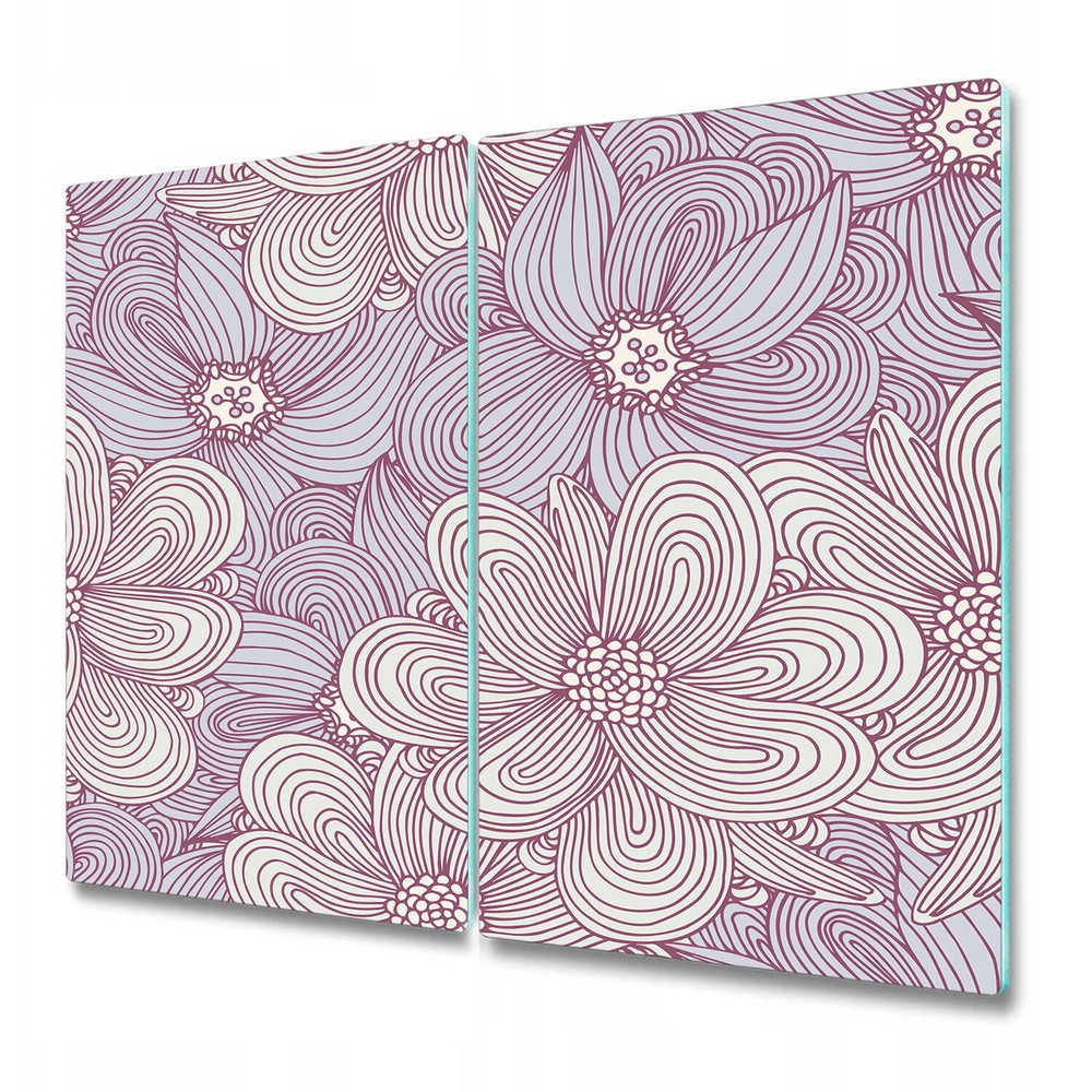 Glass Chopping Cutting Board Pink floral Girly Colourful doodle style 2x30x52