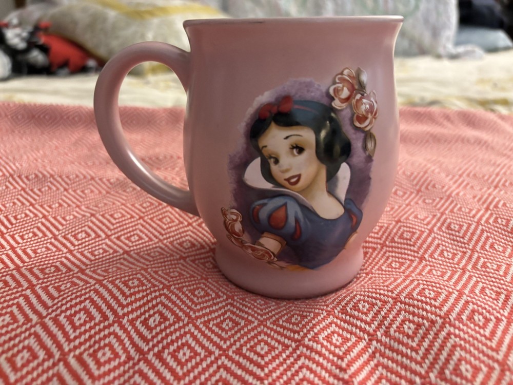 Whimsical Snow White Mug Pink Ceramic Princess Cup Disney Store Exclusive