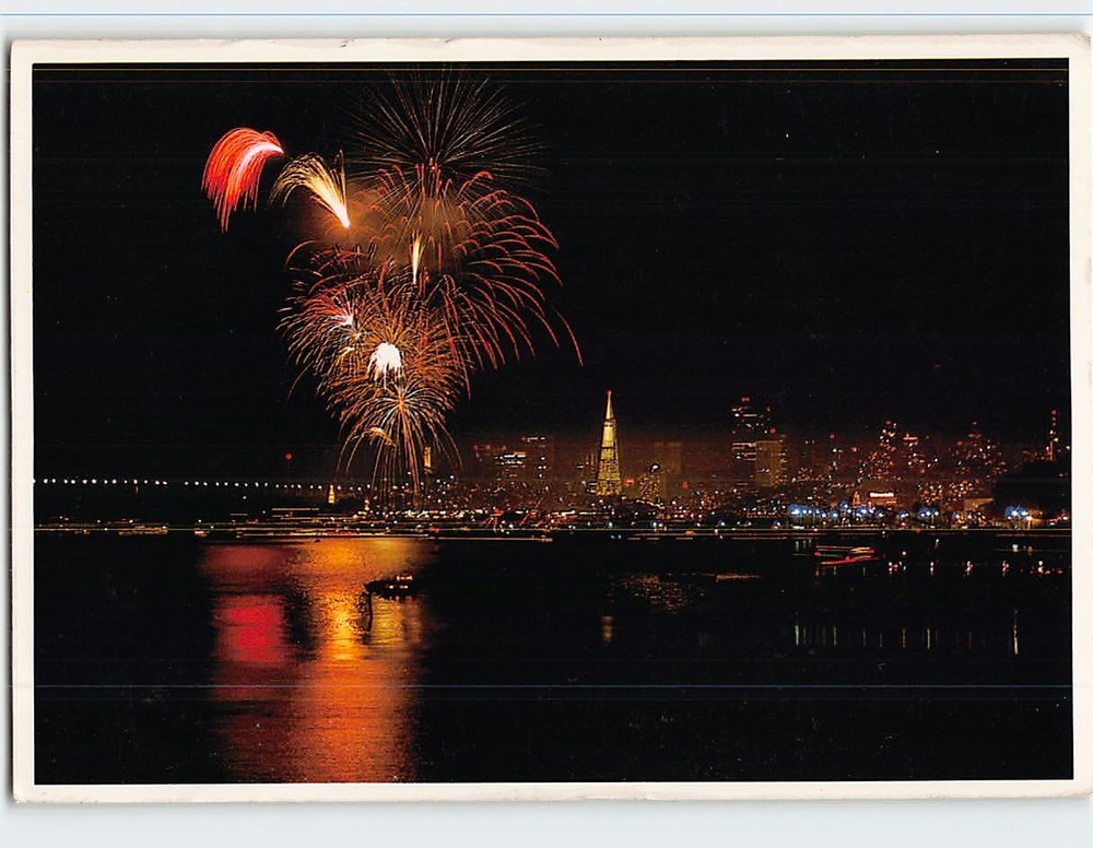 Postcard Skyline Night View Fourth of July San Francisco California USA