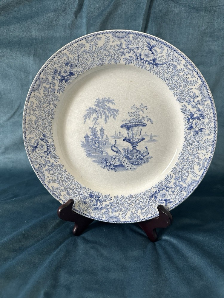 Antique Blue Transferware Plate – “Ceylon” by G. Phillips, England  – c.1840s