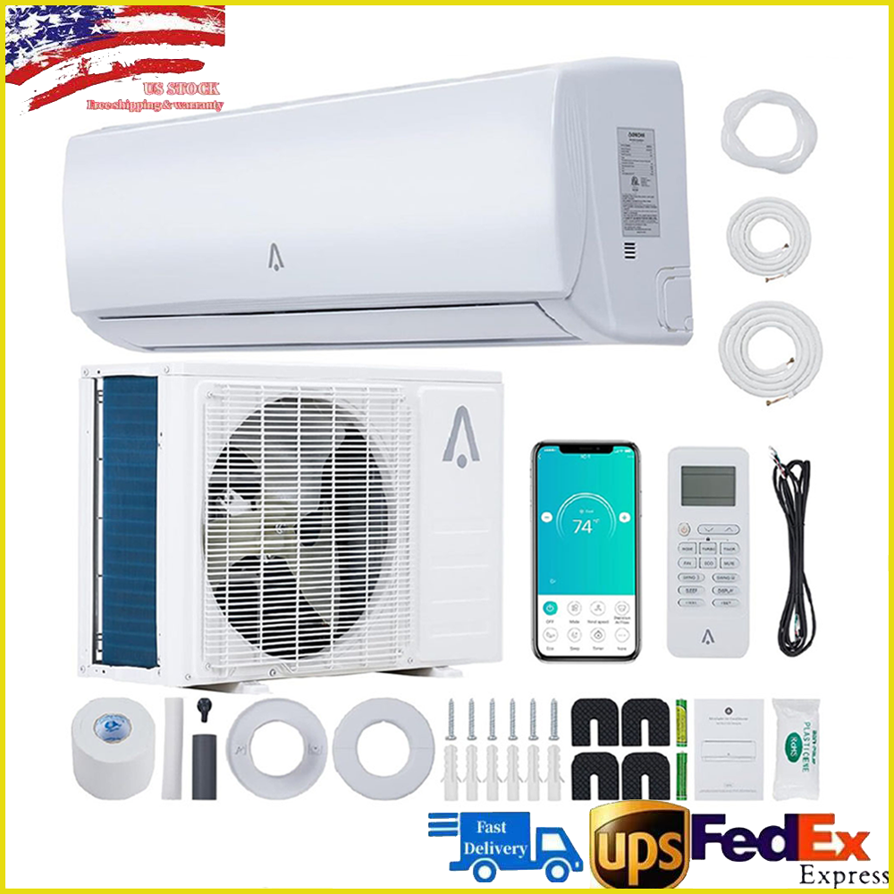 9000 BTU 19 SEER2 115V Mini Split Heat Pump Air Conditioner Inverter AC w/ Kit