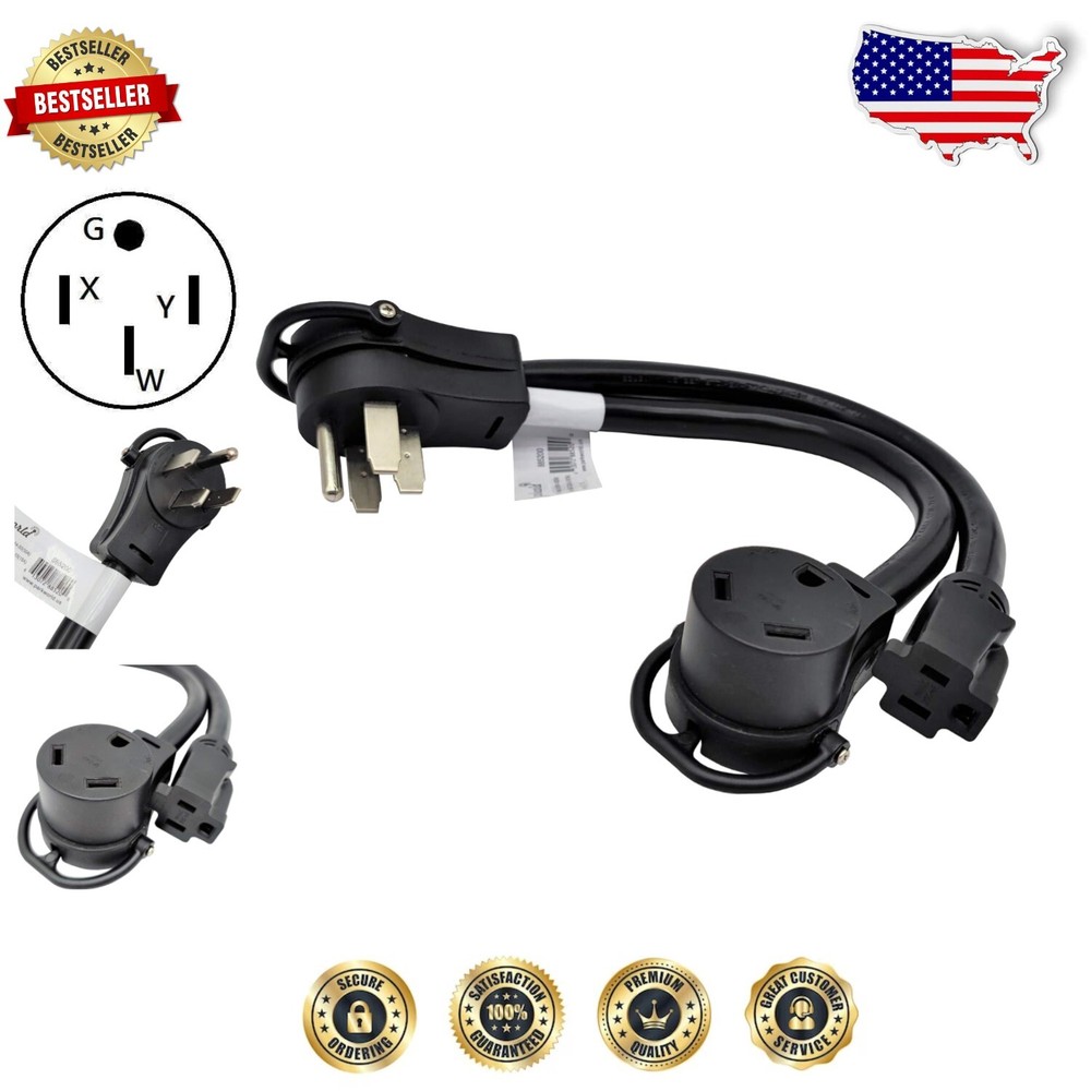 Compact 50A to 30A & 15A RV Power Adapter Cord, Electroplate Copper Terminals