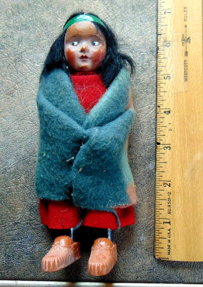 Vintage Skookum Bully Good Native American Doll ,6 inch