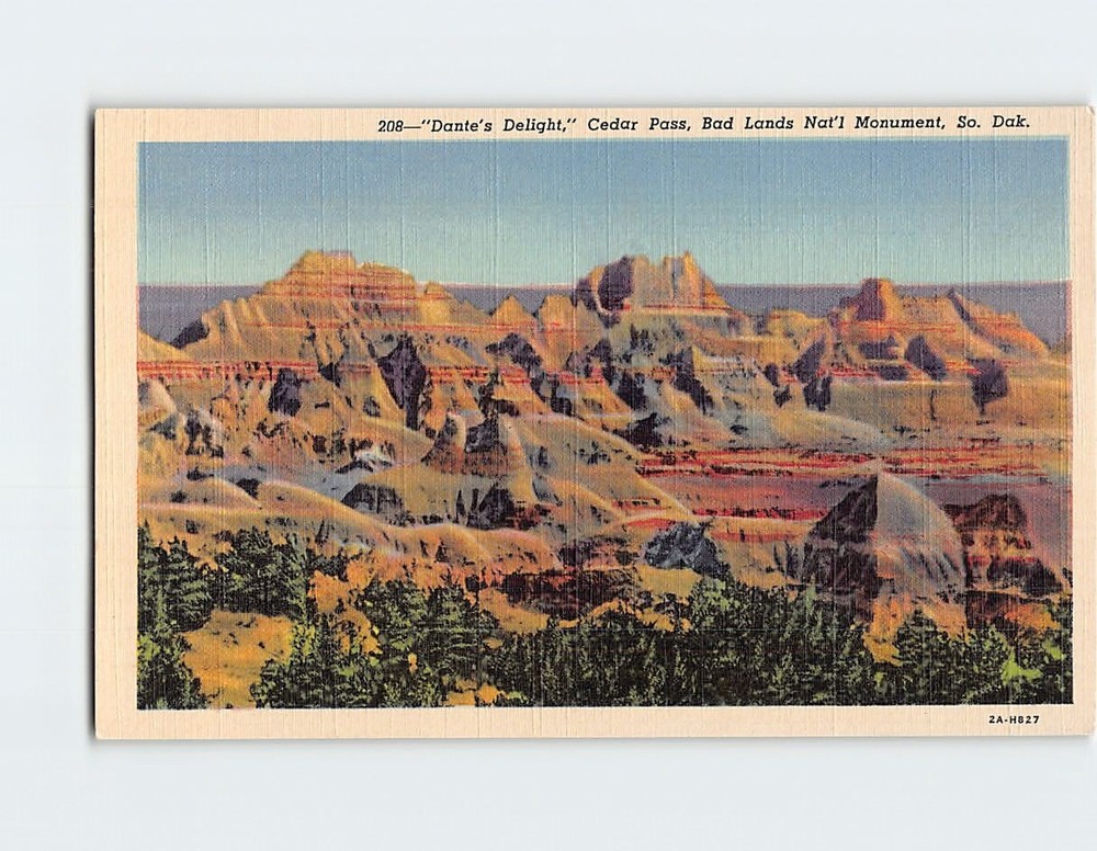 Postcard Dante's Delight Cedar Pass Bad Lands National Monument South Dakota USA