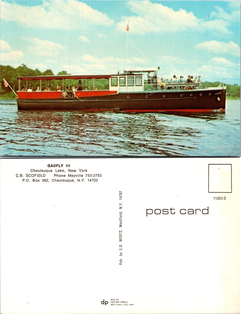 Gadfly III Chautauqua Lake New York NY Postcard