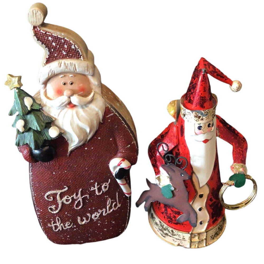 Santa Claus Figures Vintage Lot Of 2