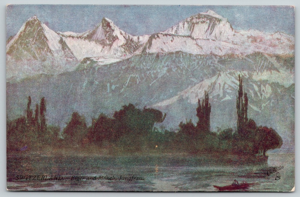 Lake Thuner See Switzerland~Mount Eiger~Monch~Jungfrau~1910 TUCK Postcard