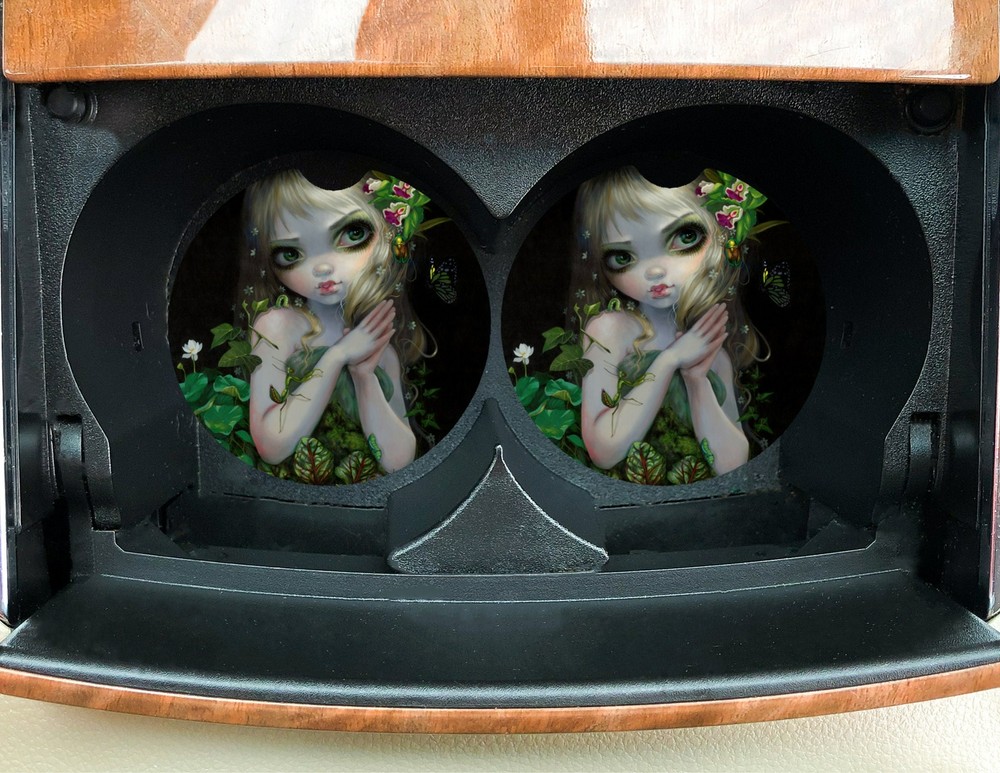 Car Coasters - Green Goddess- Jasmine Artwork- Renaissance Nature Wiccan Art