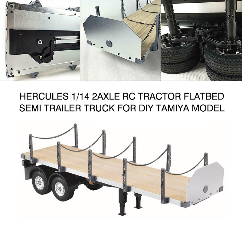 Hercules 2Axle RC Tractor Flatbed Semi Trailer Truck 1:14 for TAMIYA Model Gif2a