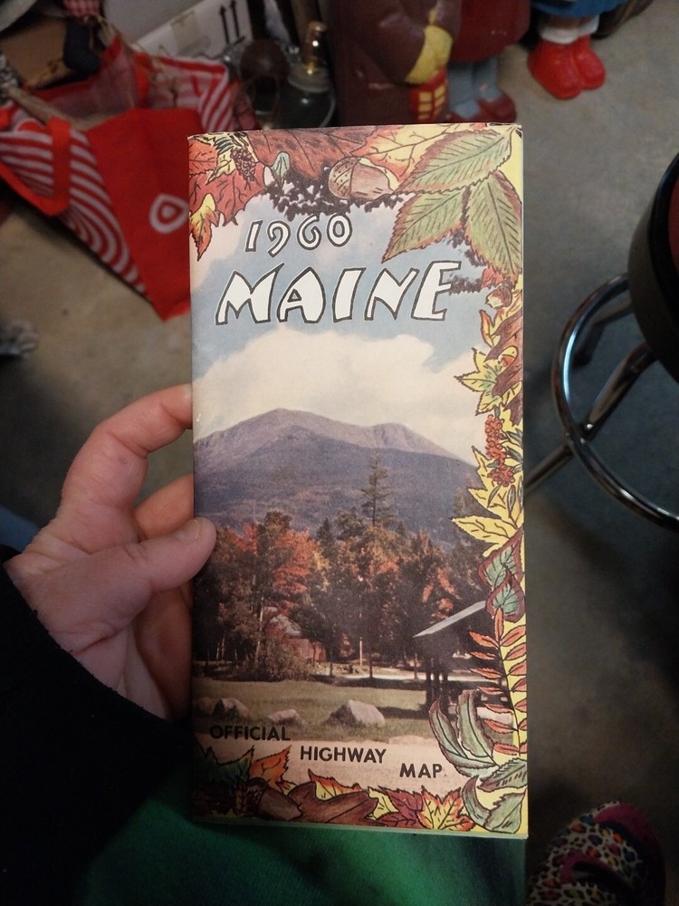 1960s Vintage Maine Highway Road Map Travel Brochure Official Info