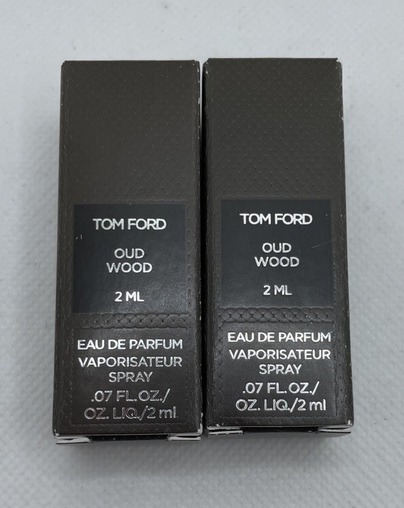 2 X Tom Ford Oud Wood Eau de Parfum EDP Sample Spray .07oz, 2ml DISCONTINUED