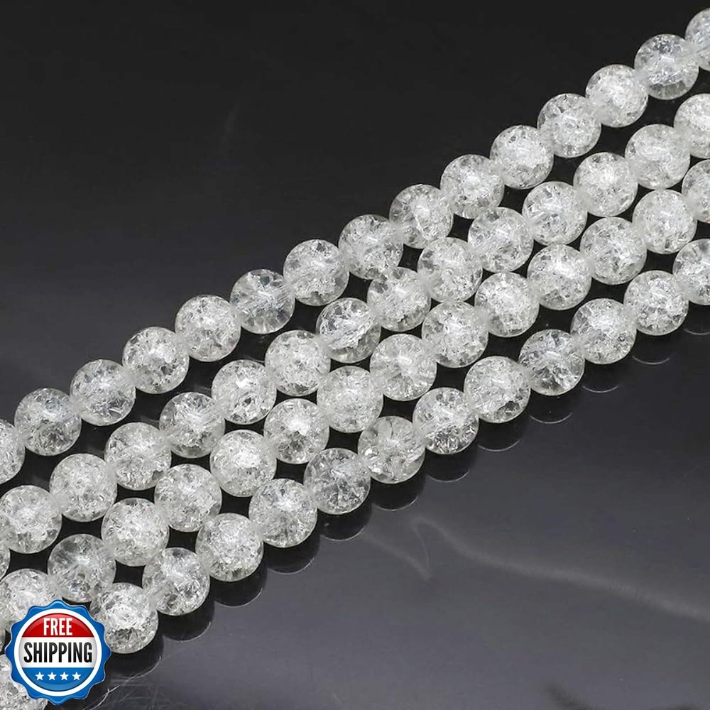 Chuxin 400pcs 4mm White Crackle Crystal Glass Spacer Beads