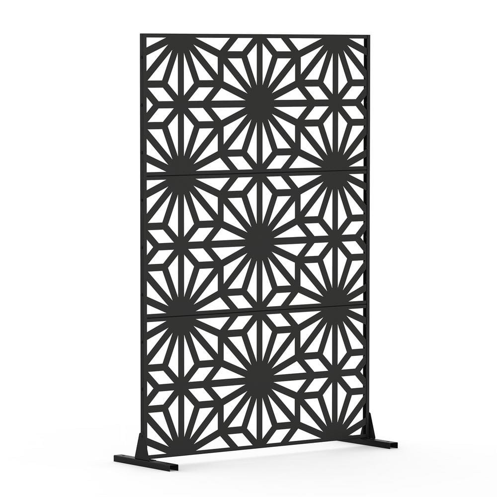 4.03x5.9ft Freestanding Steel Square Privacy Screen for Indoor Outdoor Use