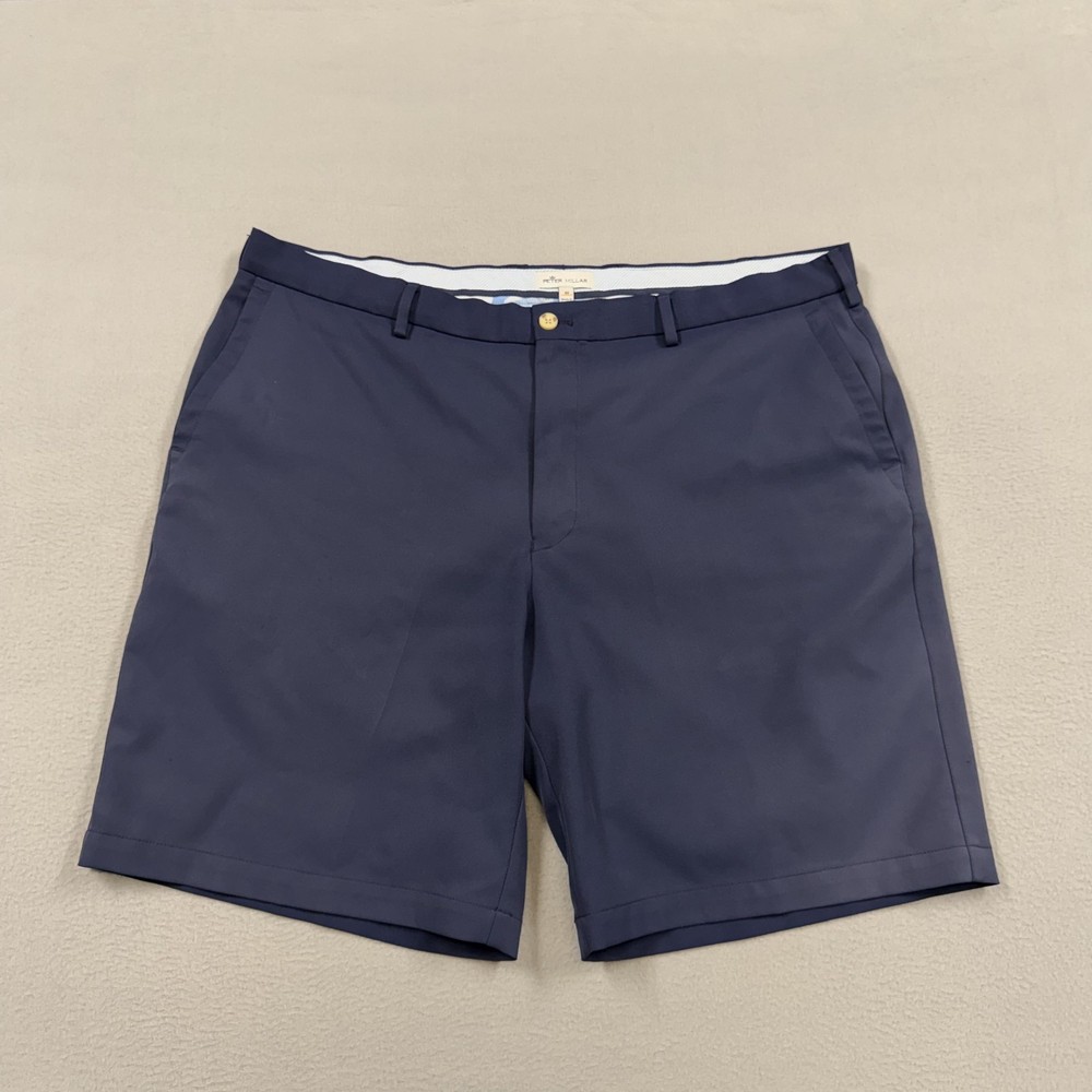 Peter Millar Shorts Mens 40 Blue Performance Chino Flat Front 9 Inseam Golf
