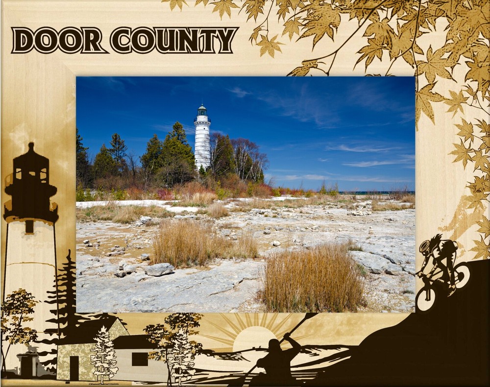 Door County Wisconsin Laser Engraved Wood Picture Frame Landscape (8 x 10)
