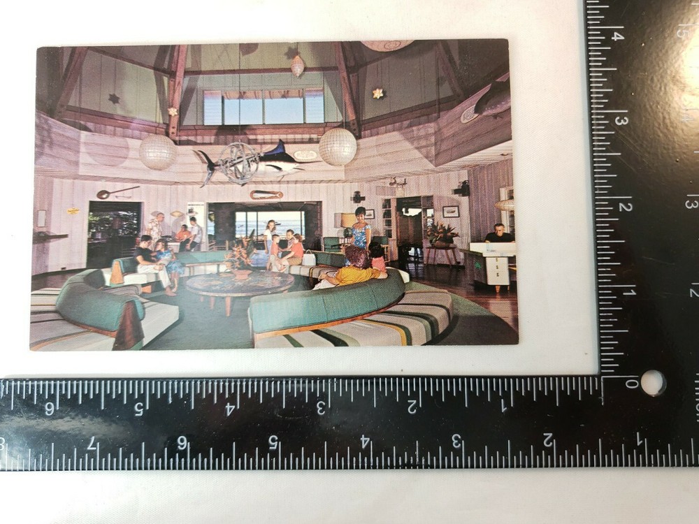 Hawaii Postcard Kona Inn Guest Lobby,Kailua