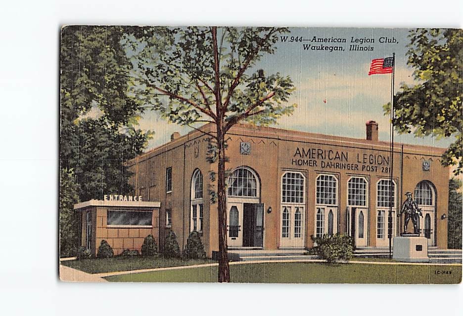 Postcard American Legion Club Waukegan Illinois USA