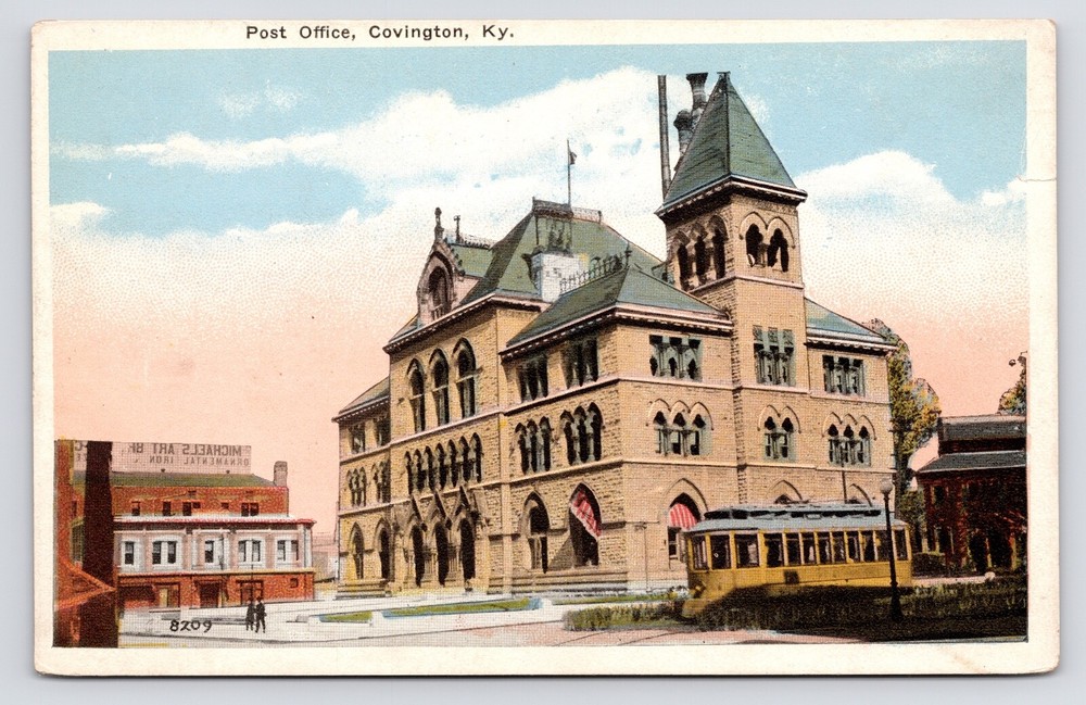 Covington Kentucky KY US Post Office Kenton County Street View Postcard c1920s