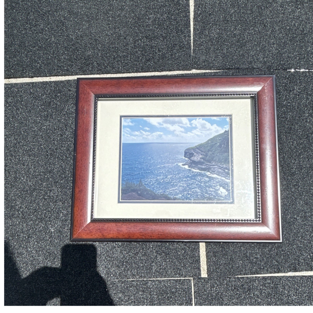 Framed Landscape Photography Ocean Cliff Sky Nature Art Color Photograph