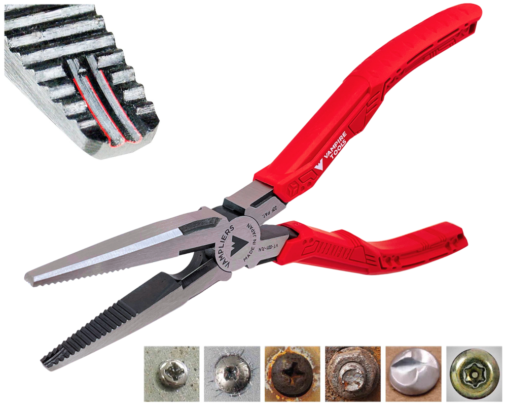 Long Nose Screw Extraction Side Cutting Professional Grade Pliers by Vampire
