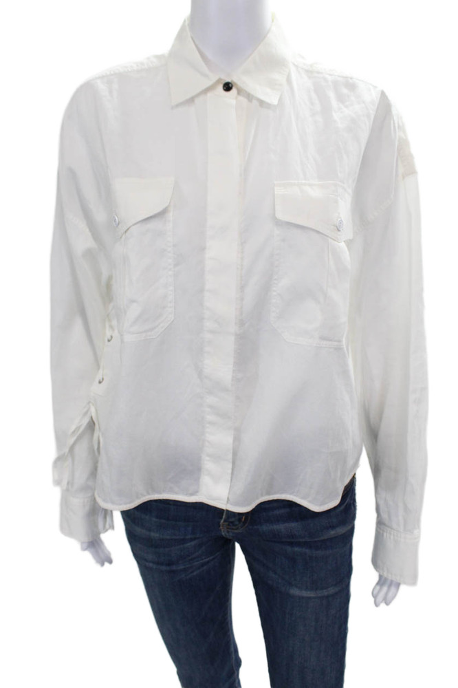 Rag & Bone Women Blouse White Cotton Collared Long Sleeve Solid Size SFree Shipping in US $100+ Orders | $6.95 Orders Below