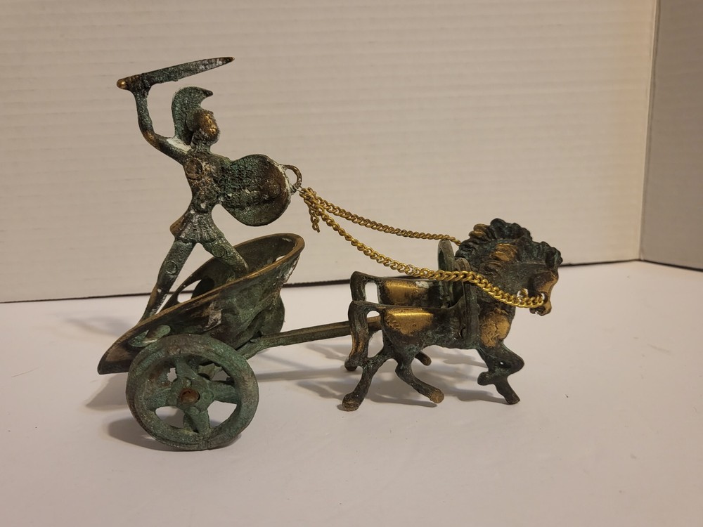 Achilles Mythology Greek Hero Trojan War On Chariot Bronze Statue Sculpture-image