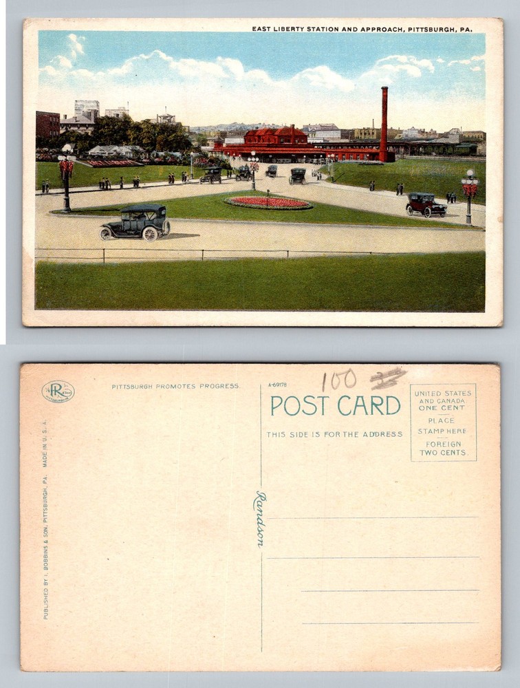 Pittsburgh, PA-Pennsylvania, E. Liberty Train Station Approach Vintage Postcard