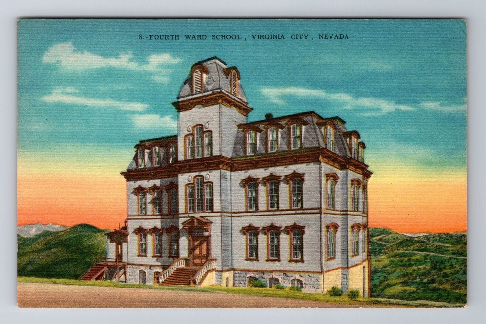 Virginia City NV-Nevada, Fourth Ward School, Antique, Vintage Souvenir Postcard