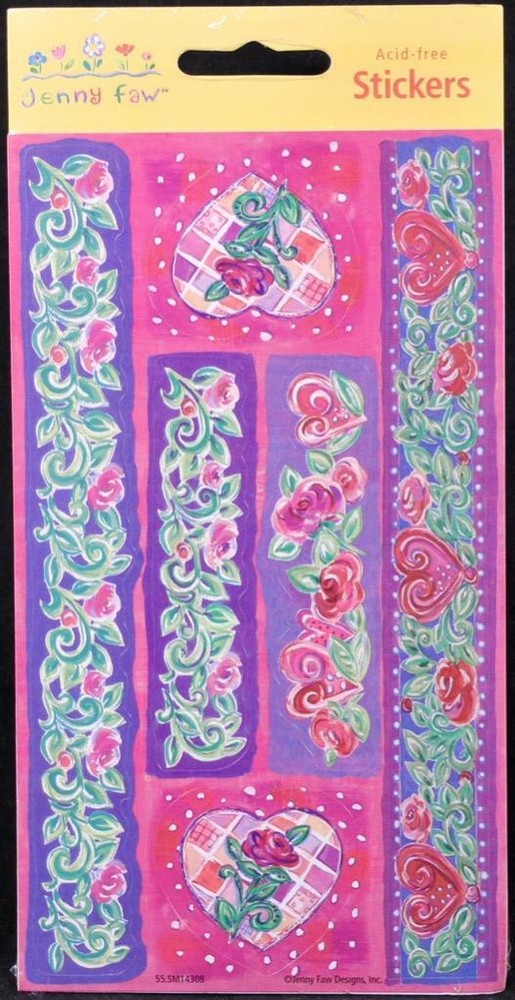 Vintage Jenny Faw Designs; Sunrise Acid Free Heart Sticker Package