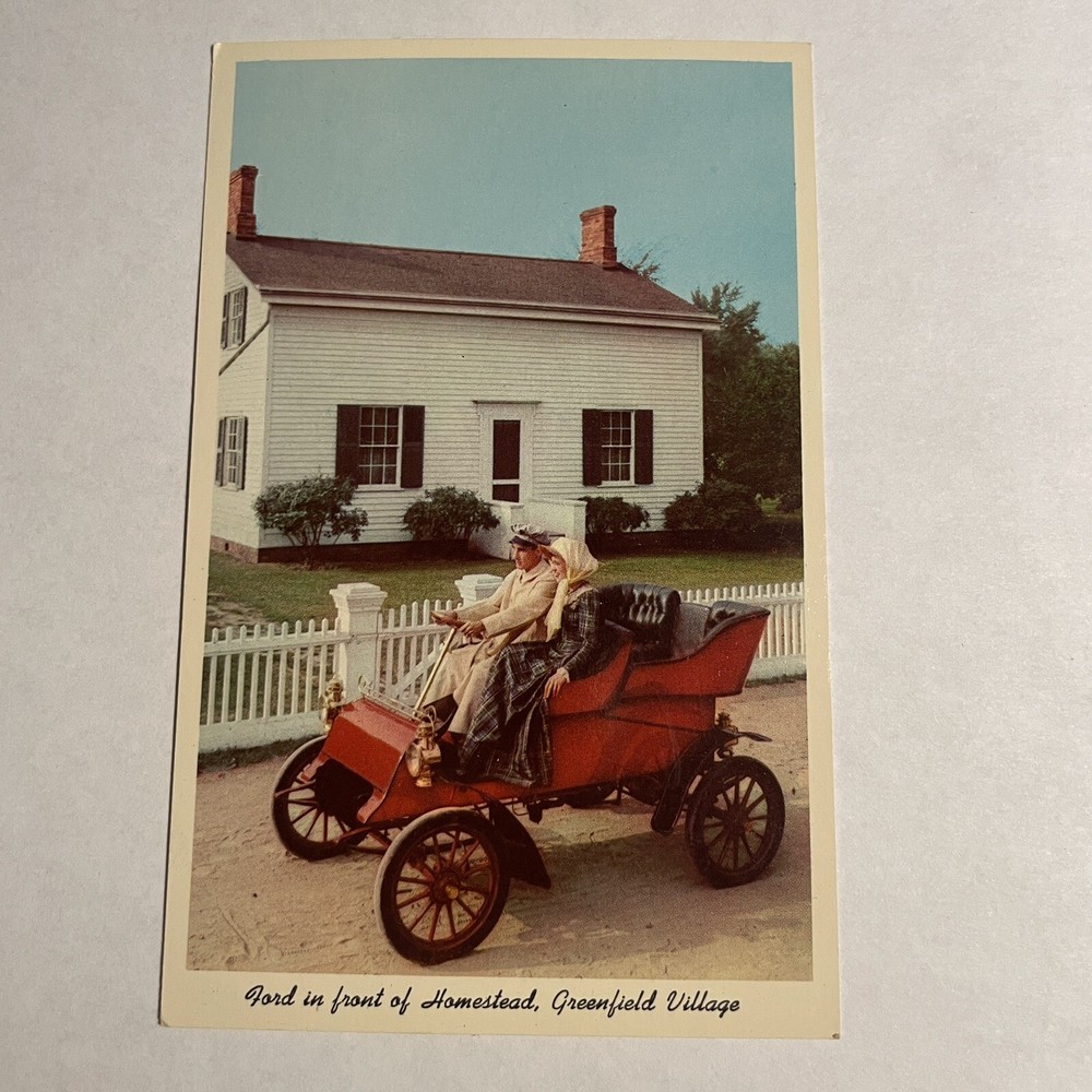 Postcard Ford in Front of Homestead Greenfield Village Dearborn Michigan USA