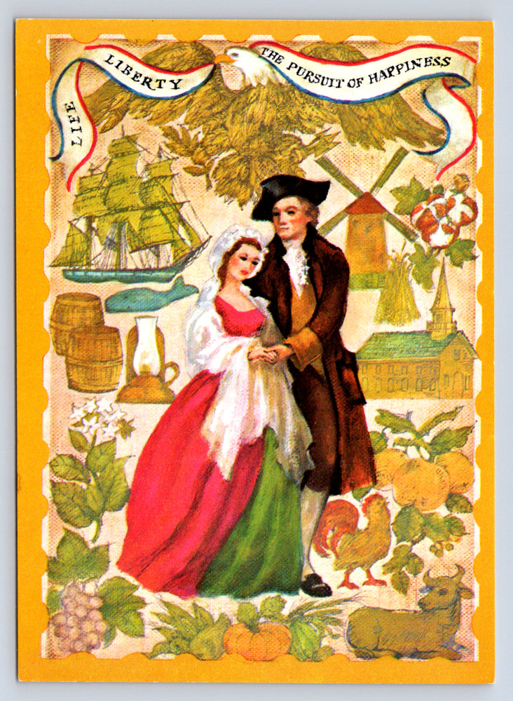 Vintage Postcard American Patriotic Life Liberty Pursuit of Happiness