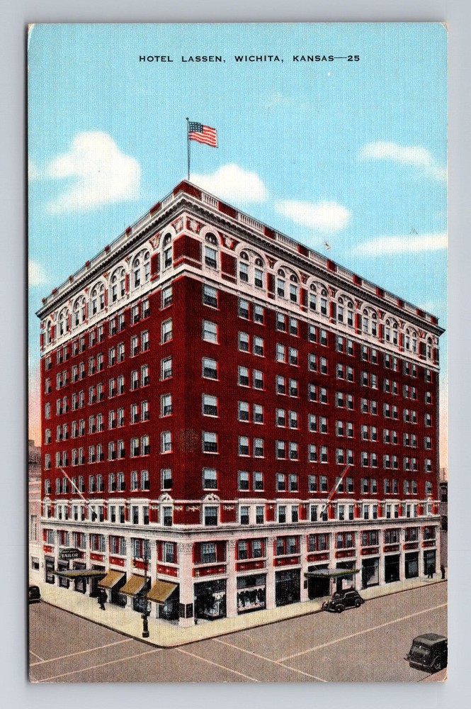 Wichita KS-Kansas, Hotel Lassen, Advertising, Vintage Souvenir Postcard