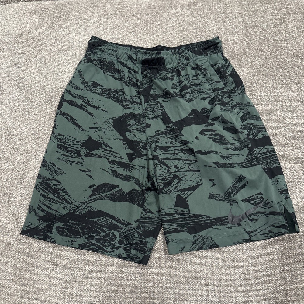 Nike Dri-Fit Green Black Camo Athletic Training Shorts Men Small Medium No Tag
