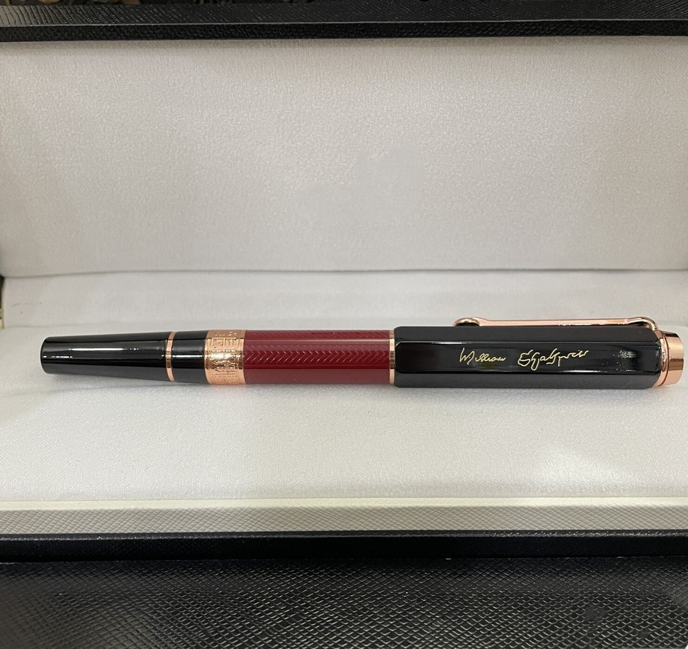 Deluxe Writers Series Red - Rose Gold Clip 0.7mm Rollerball Pen No Box