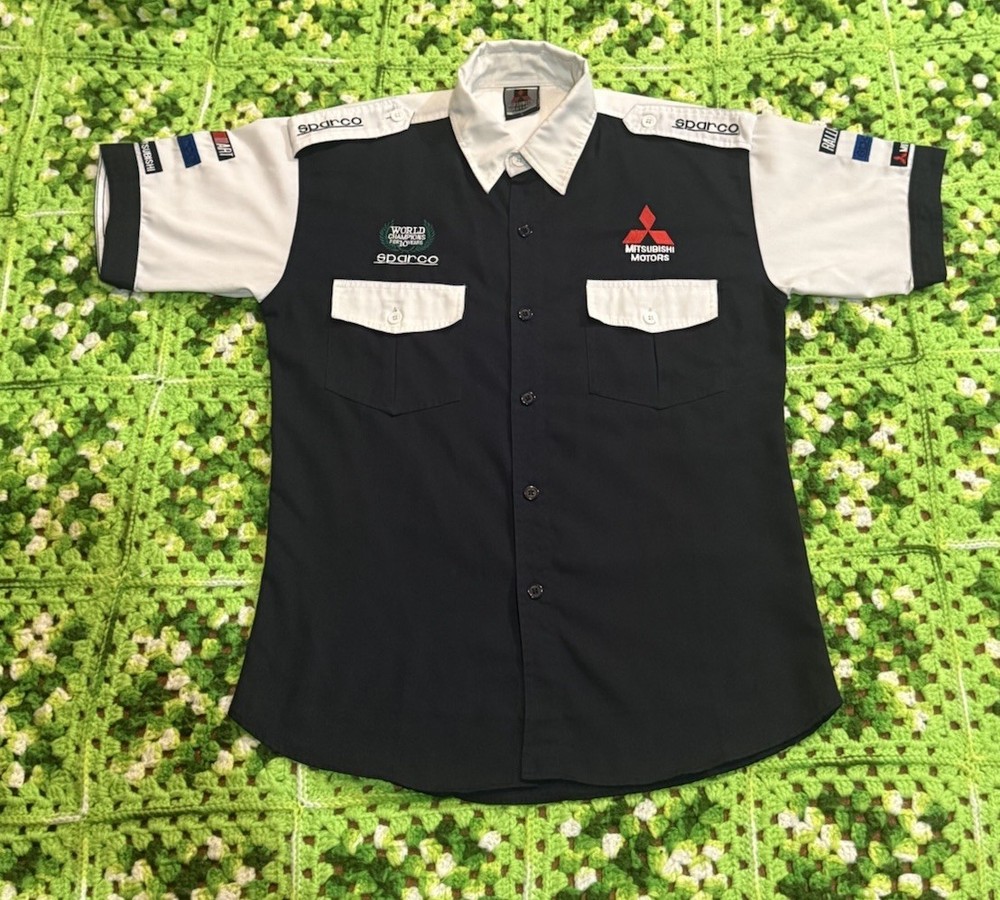 Vintage Ralliart Mitsubishi Motor Sport Button Shirt Sports Racing Cars L Worn