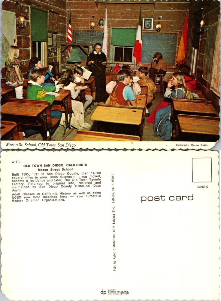 Continental Mason St School Old Town San Diego CA Postcard