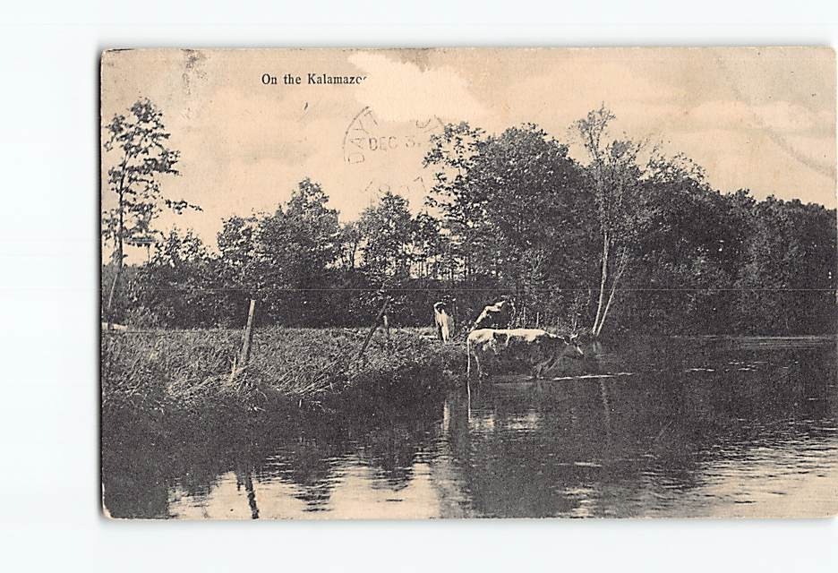 Postcard On the Kalamazoo River Michigan USA