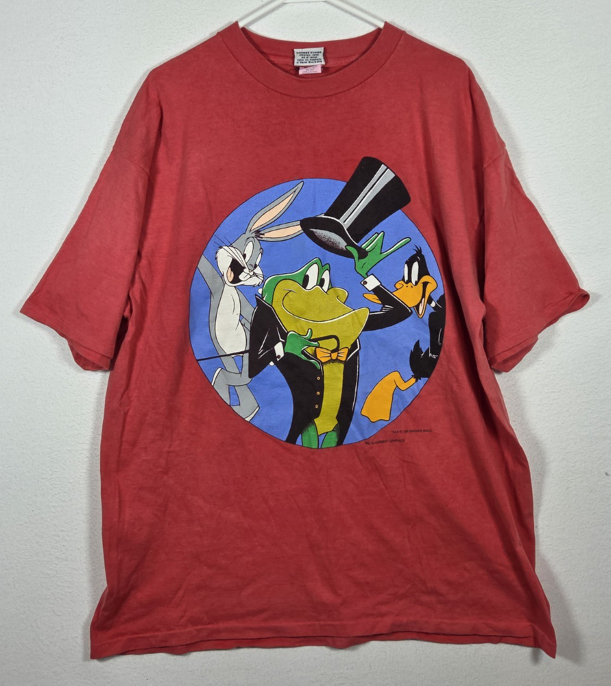 VTG Men's 1995 WB Looney Tunes Michigan J Frog Bugs Daffy Graphic T-shirt XL
