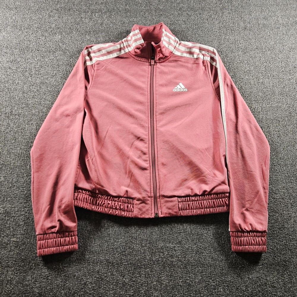 Women's Adidas Sweat Jacket Coral Pink/White Size XS