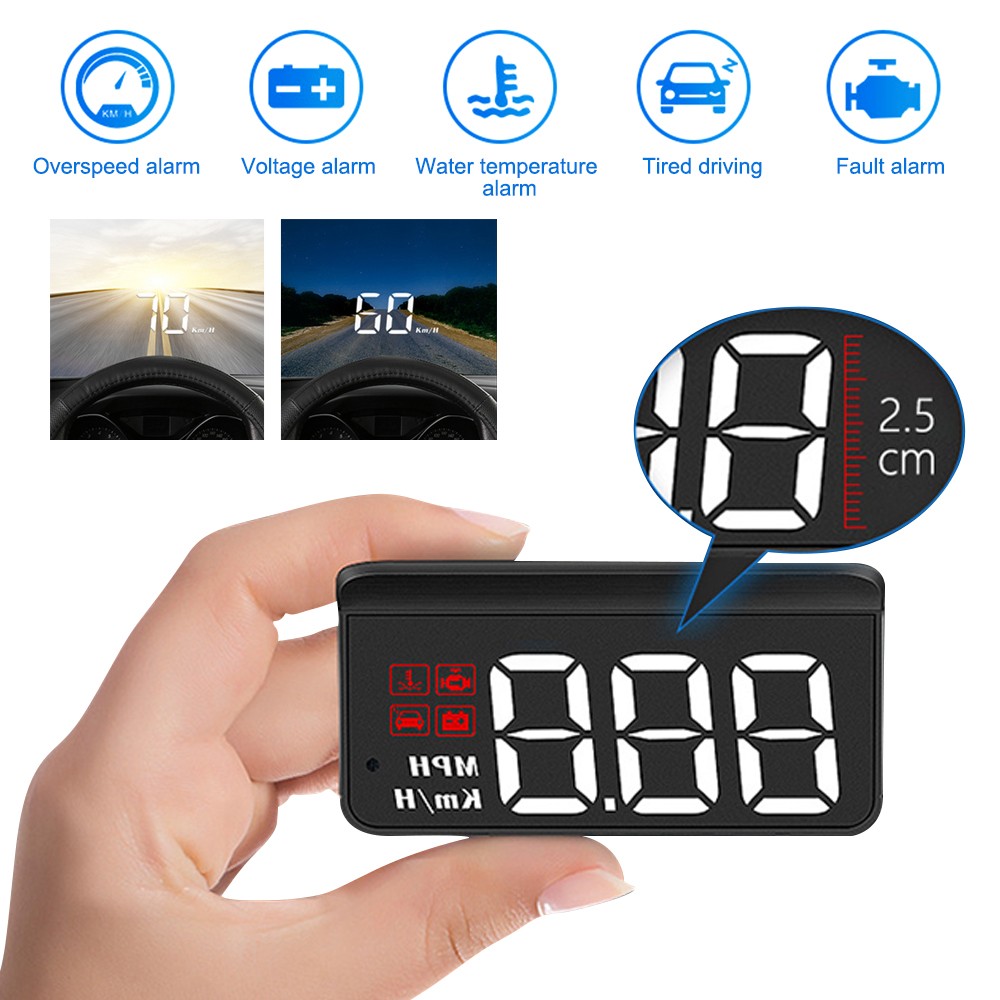 Universal Digital GPS Speedometer HUD for Cars with Overspeed Alarm MPH